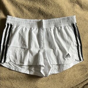 Adidas White Shorts with Black Stripes